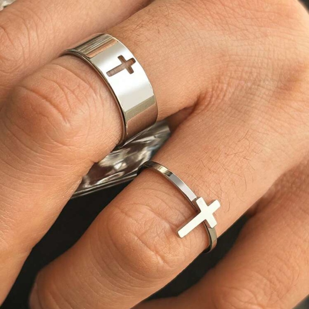 1pc Stainless Steel Cross Ring